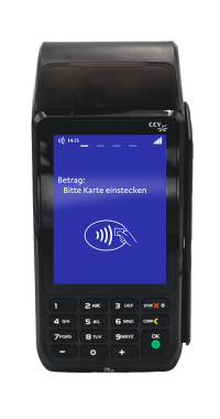 Schwarzes EC-Terminal vom Hersteller CCV in der Variante Mobile Premium.
