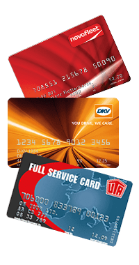 3 Flottenkarten untereinander abgebildet von verschiedenen Flottenkarten Anbietern.